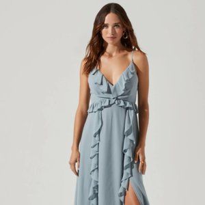 ASTR the Label - ADORIA RUFFLE SIDE SLIT MAXI DRESS - Size M
